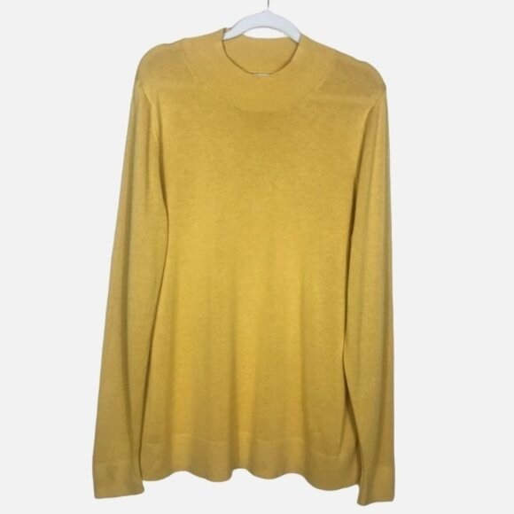 Old Navy Fine Knit Mock Neck Sweater Yellow Large - Picture 1 of 10